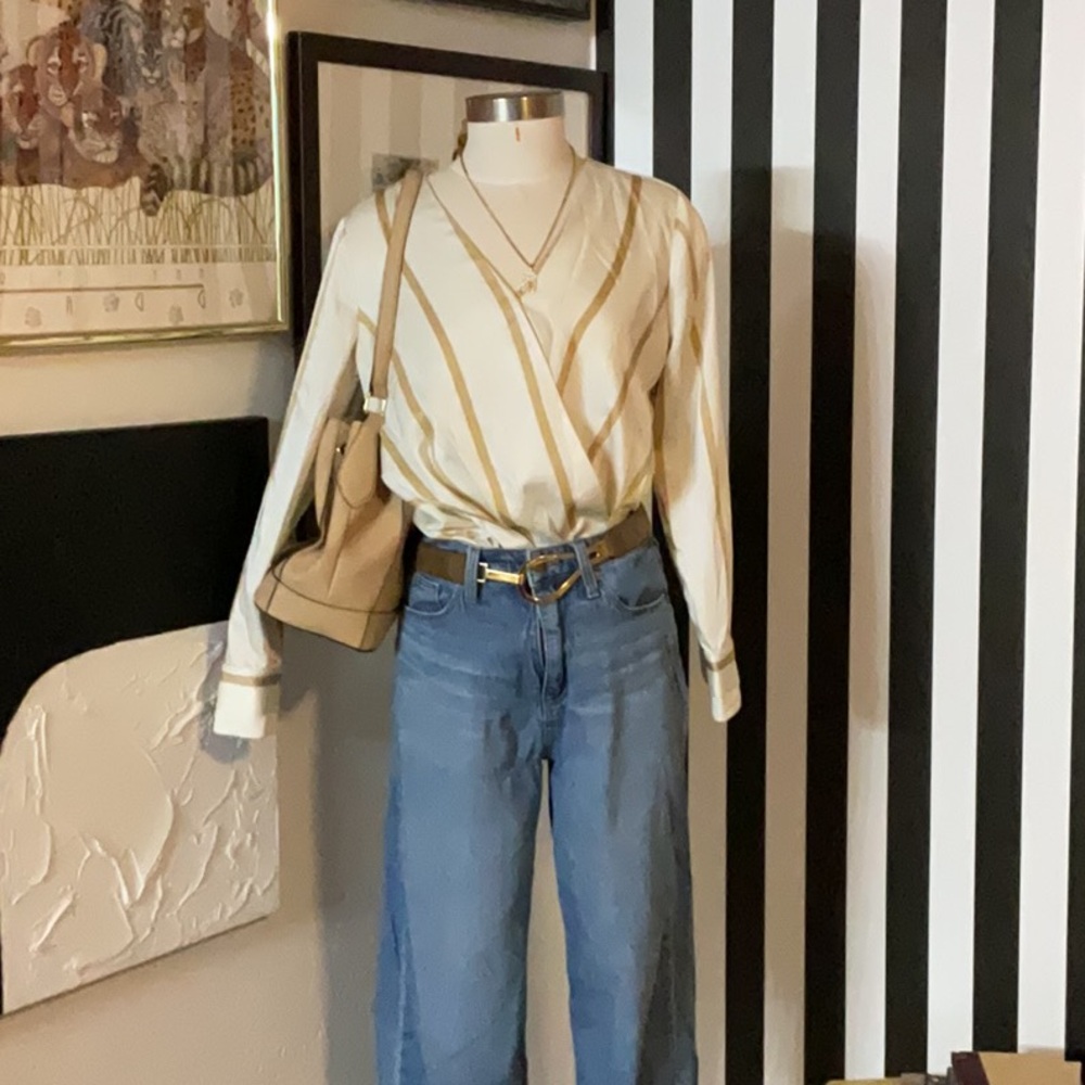 Vince Camuto stripped wrap blouse